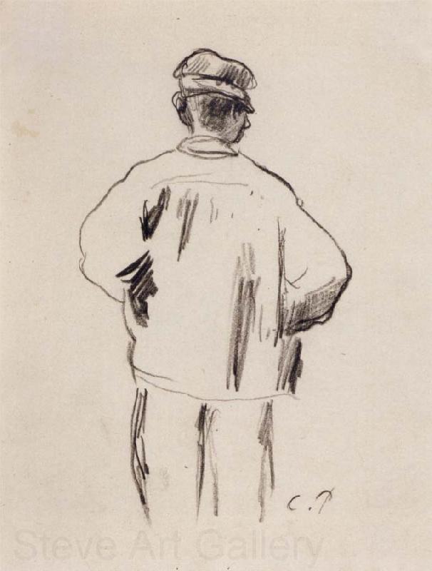 Camille Pissarro Rear View for a man in a smock